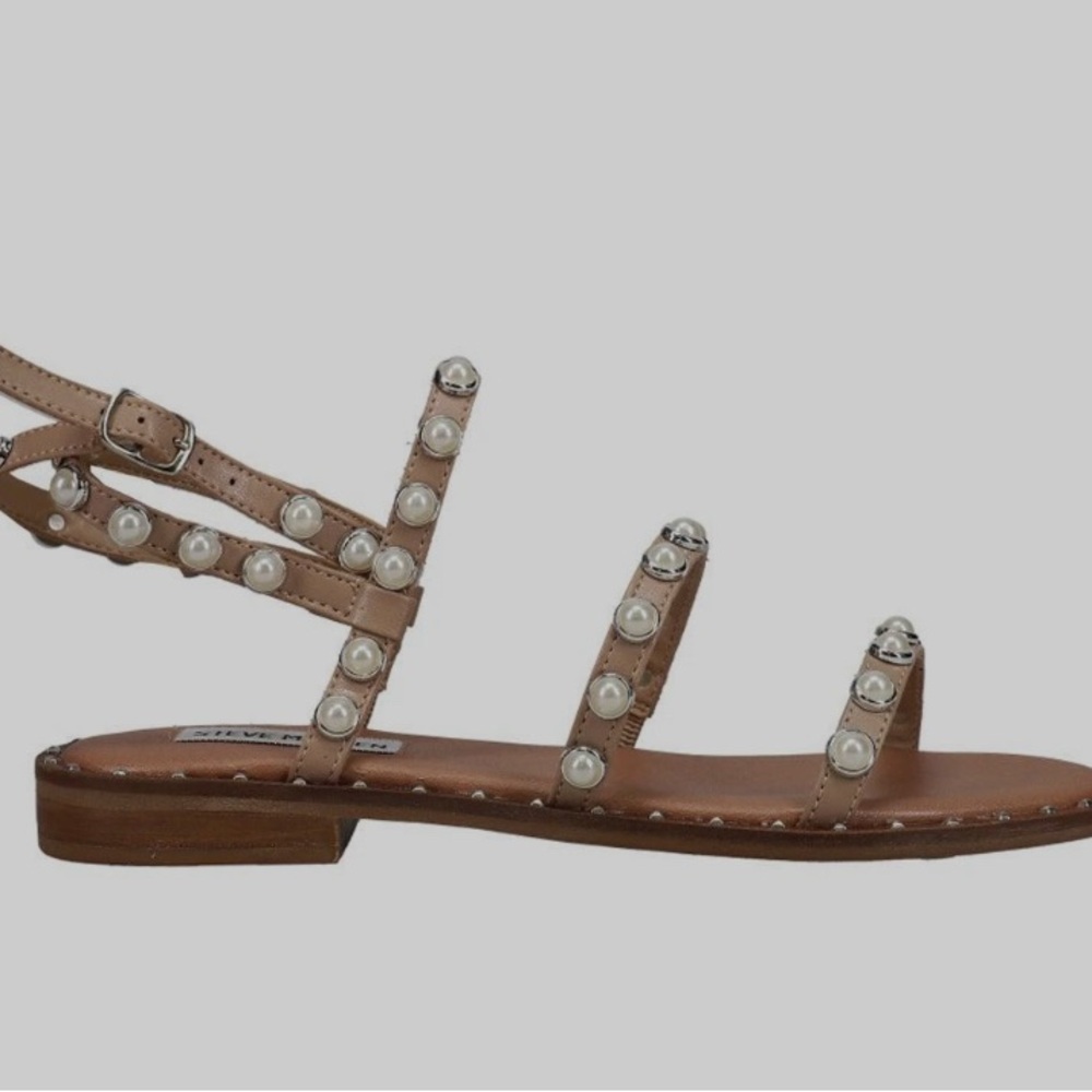 Steve Madden Tan Travel-Pearl Sandals Sz 8. Excellent condition. In box.
